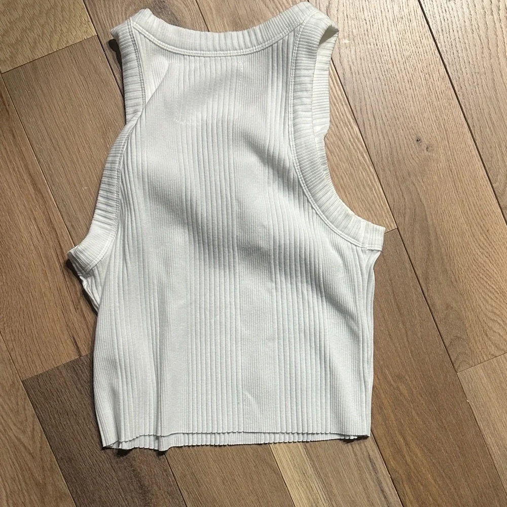 aerie Cream Ribbed Racerback Cropped Tank - Picture 3 of 3